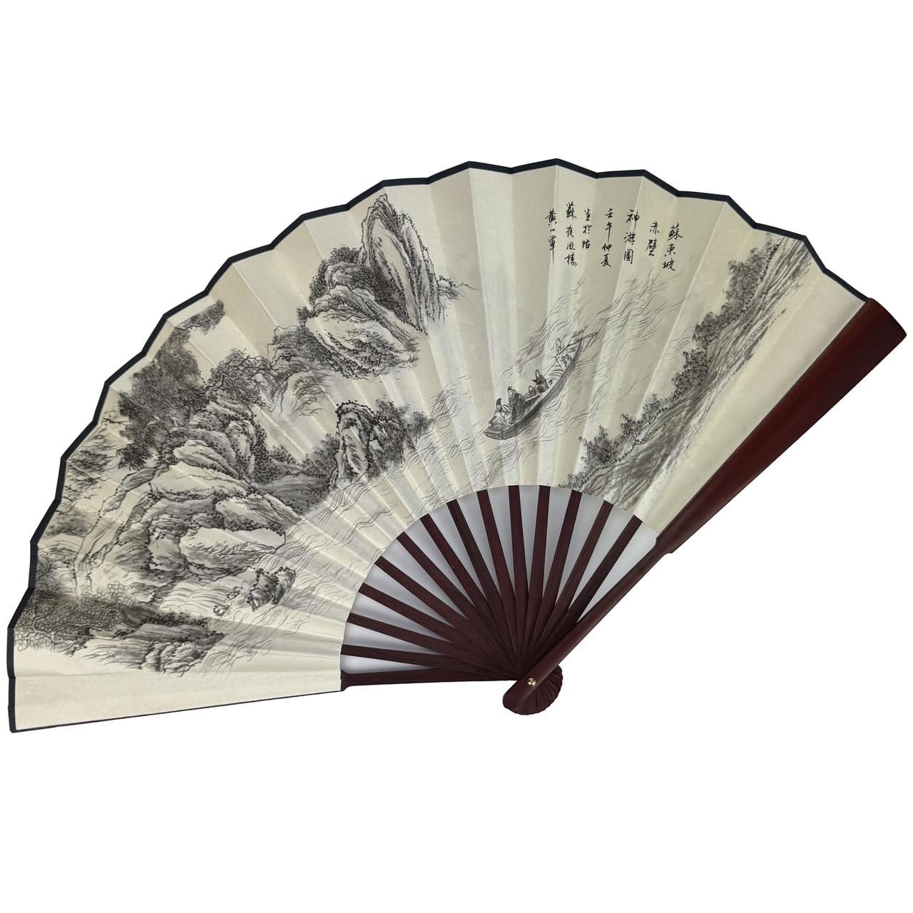 Веер двухсторонний Река 33х58 см Серый (C5931)