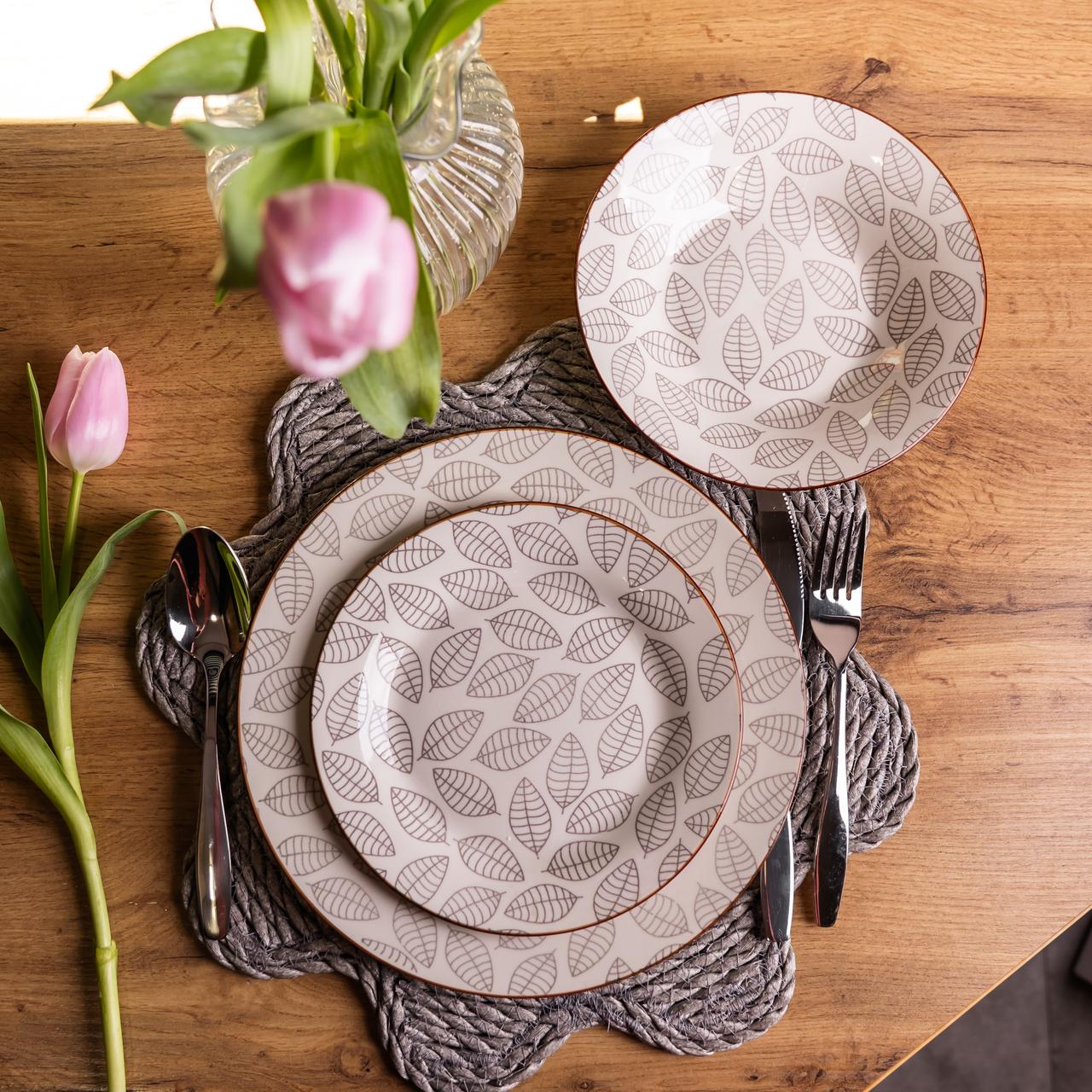 Столовый сервиз на 6 персон 18 пр. набор фарфоровых тарелок (HP-HK-A6)