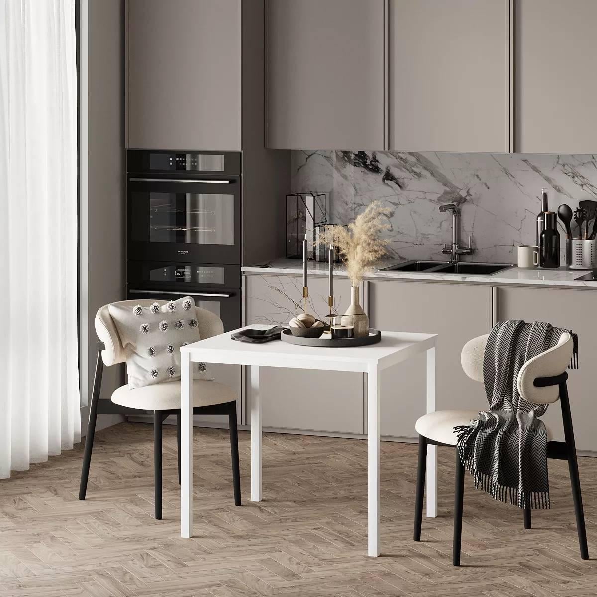 Стол обеденный AiH Brevity Loft mini ЛДСП/металл 67x75x67 см Белый бриллиант (TB03010000010)