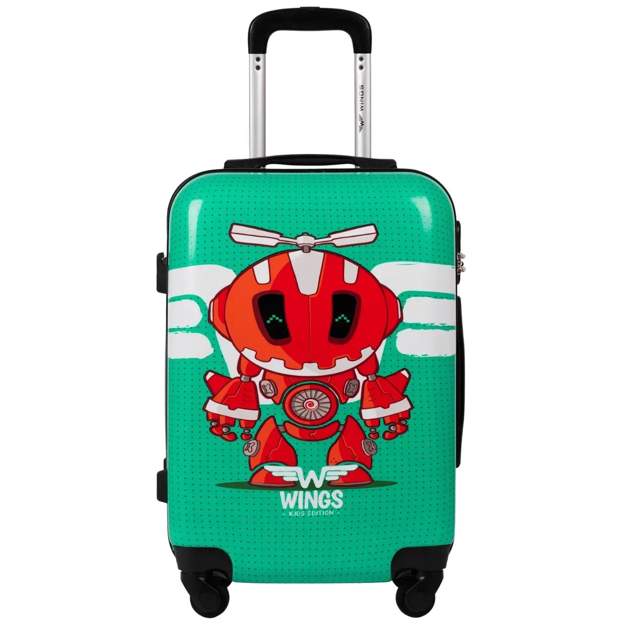 Детский чемодан WINGS Робот мини Зеленый (WNKD01-XS-Robot)