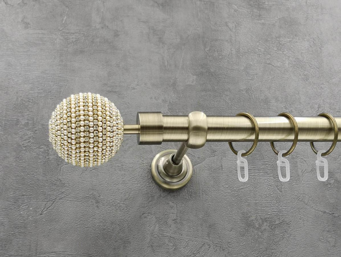 Карниз Quadrum Карера гладка штанга одинарний відкритий 25 мм 300 см Антик (262044481)