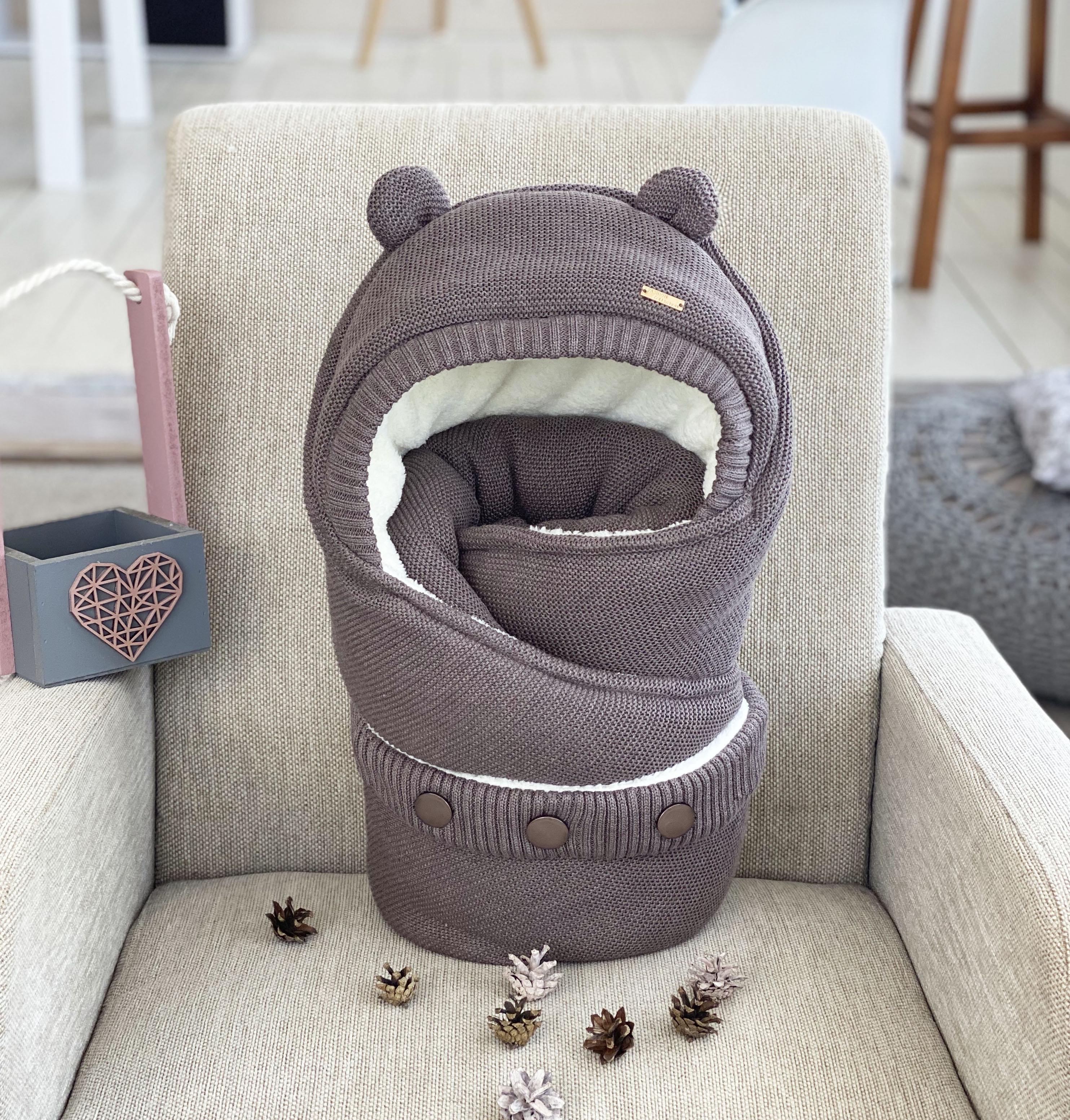 Комплект на выписку для новорожденного зимний вязаный Мишутка Kids fantasy Коричневый (FK08)