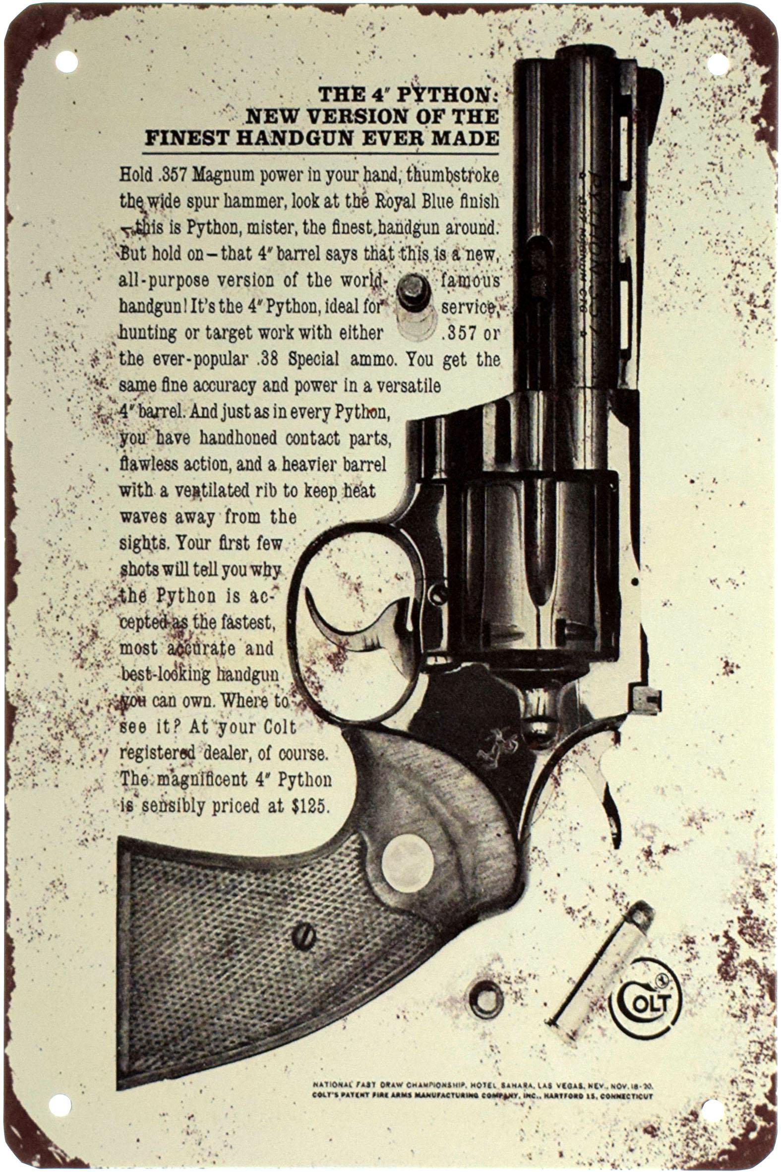 Табличка металева 4-дюймовий Colt Python: Нова Версія Кращого З Створених Пістолетів 20x30 см - фото 1 Табличка металева 4-дюймовий Colt Python: Нова Версія Кращого З Створених Пістолетів 20x30 см - фото 1