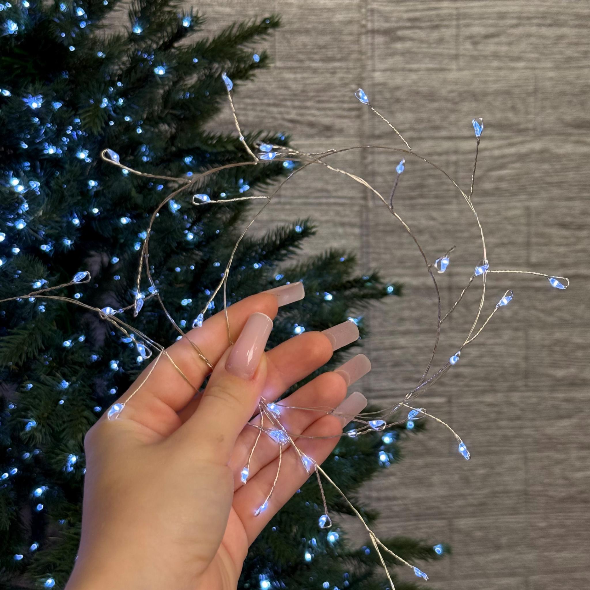 Гірлянда нитка-мішура Роса 8 режимів з пультом LED 1500 50 м білий провід Холодне біле світло (FC25042) - фото 5 Гірлянда нитка-мішура Роса 8 режимів з пультом LED 1500 50 м білий провід Холодне біле світло (FC25042) - фото 5