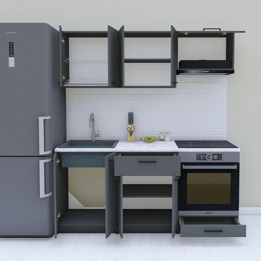 Кухня модульна готова компактна 1,8 м 180 см Графіт (МП40б) - фото 2 Кухня модульна готова компактна 1,8 м 180 см Графіт (МП40б) - фото 2