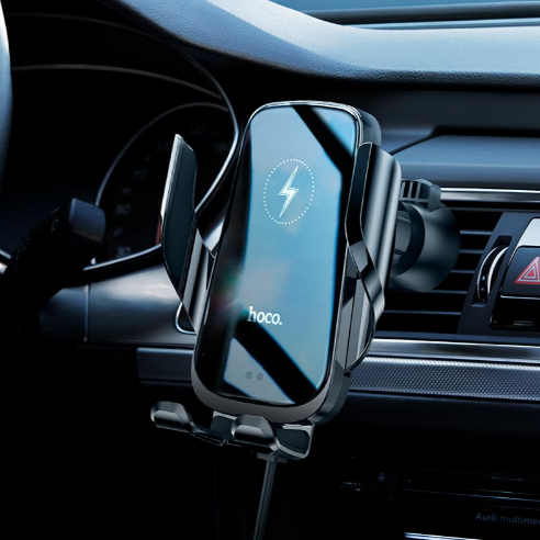 Держатель для телефона Hoco CA202 с беспроводной зарядкой 15W Черный - фото 3 Держатель для телефона Hoco CA202 с беспроводной зарядкой 15W Черный - фото 3