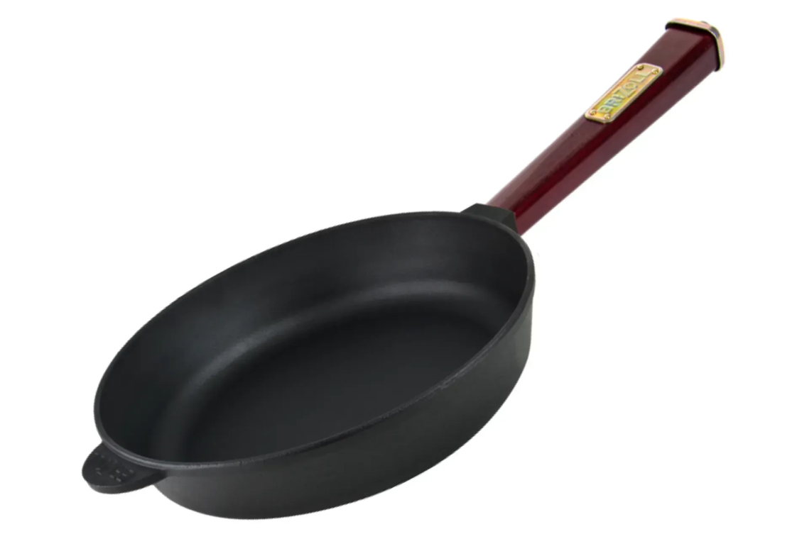 Сковорода чугунная Brizoll Optima с деревянной ручкой Bordo 240х60 мм
