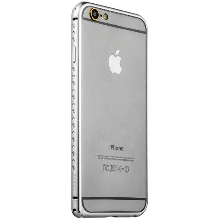 Чехол бампер IBacks Aircraft Grade Aluminum Bumper with Diamond for iPhone 6/6S, Silver (00-00015481)