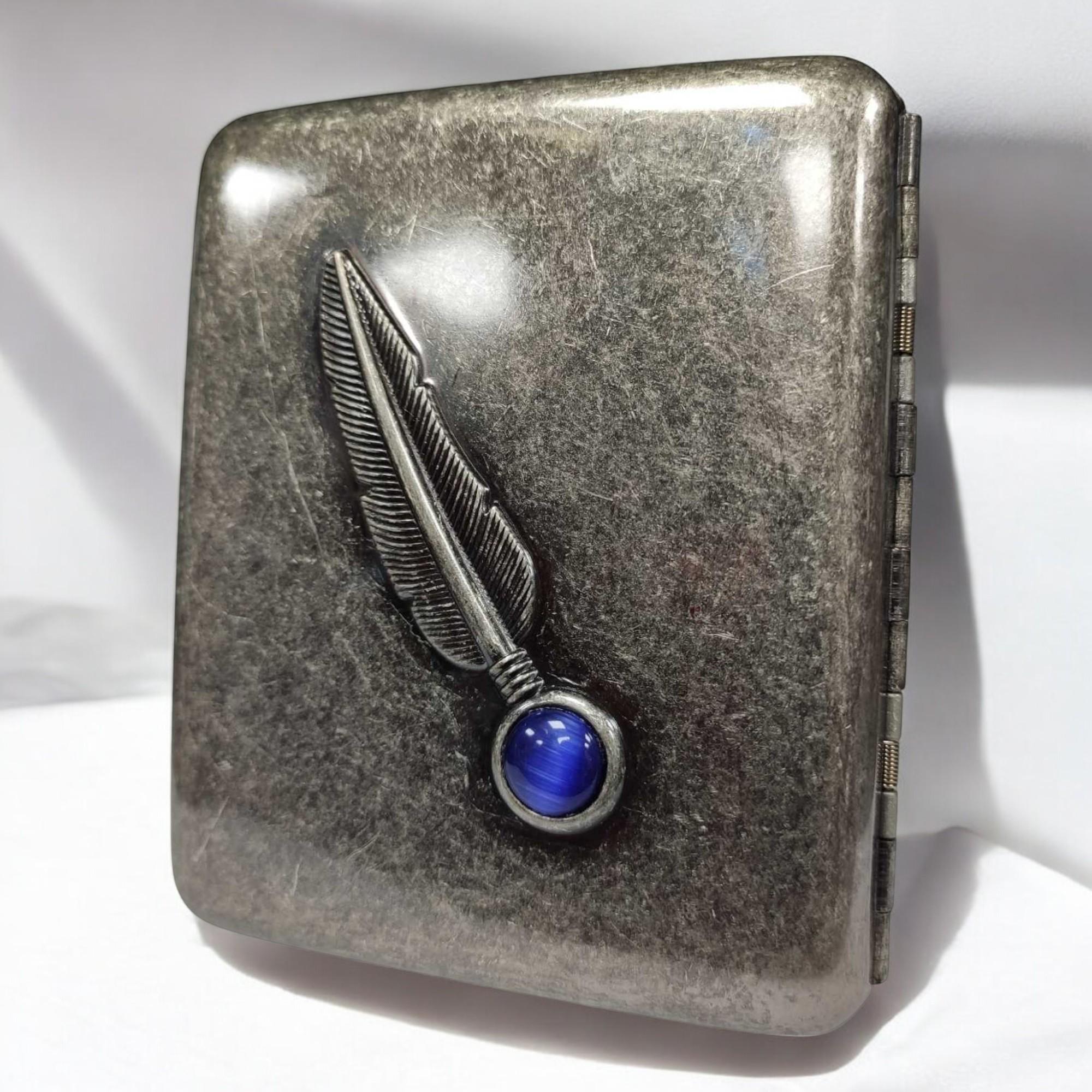 Портсигар металлический RUIPAI Sage's pen на 20 сигарет в подарочной упаковке Silver (XT-3-150D)