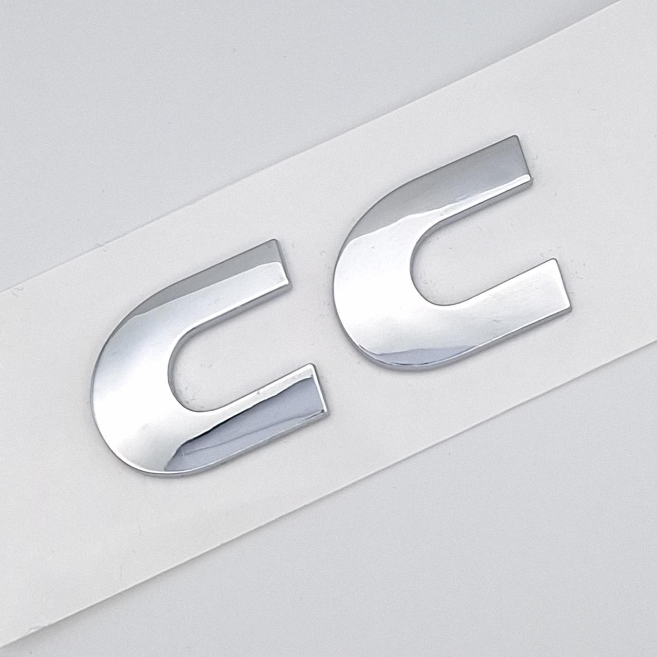 Эмблема надпись CC Volkswagen ABS 6,2х2,2 см Хром глянцевый (1737294536)