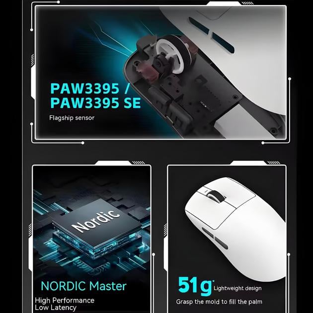 Миша бездротова VGN VXE R1 SE+ PixArt PAW3395SE Black - фото 4 Миша бездротова VGN VXE R1 SE+ PixArt PAW3395SE Black - фото 4