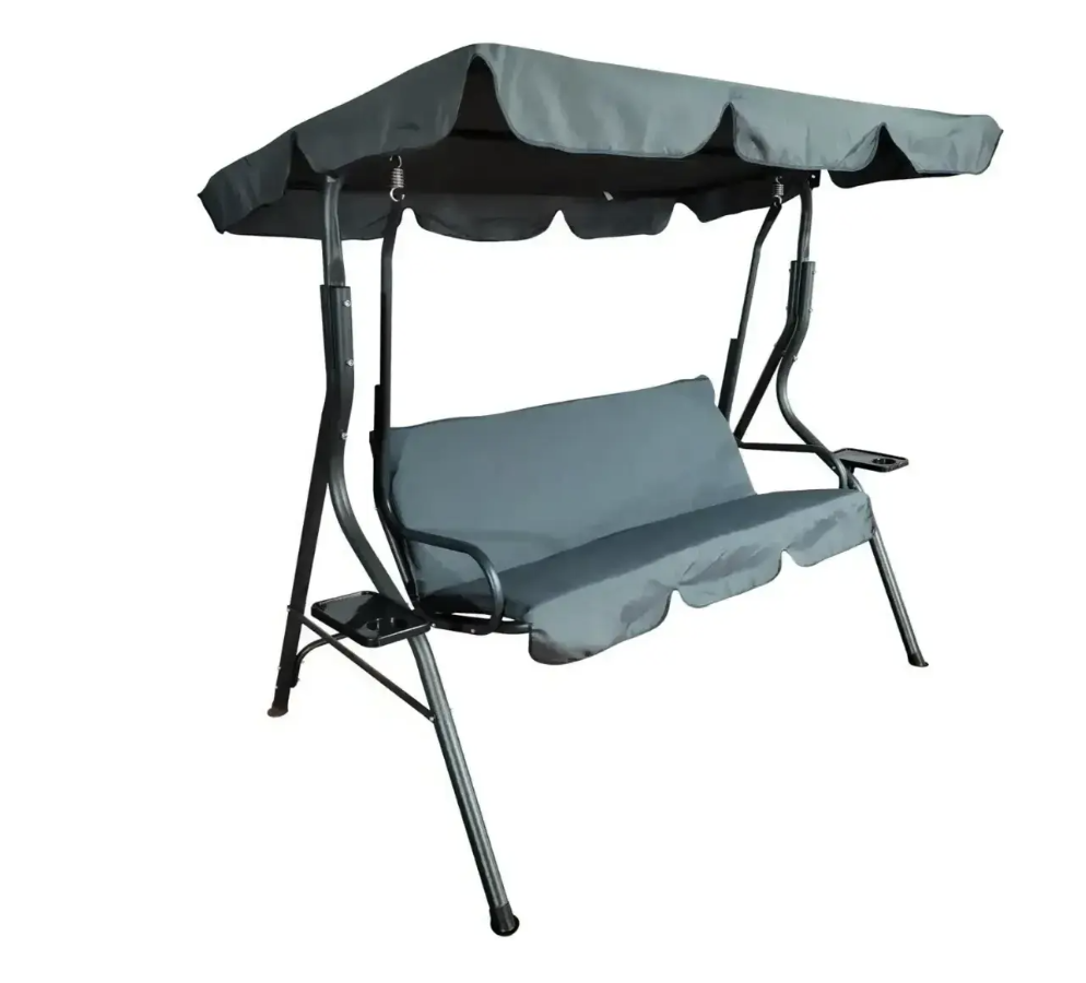 Садовая качель трехместная VOLSO VS 3088 с навесом и подстаканниками 170x110x153 см Антрацит Садовая качель трехместная VOLSO VS 3088 с навесом и подстаканниками 170x110x153 см Антрацит