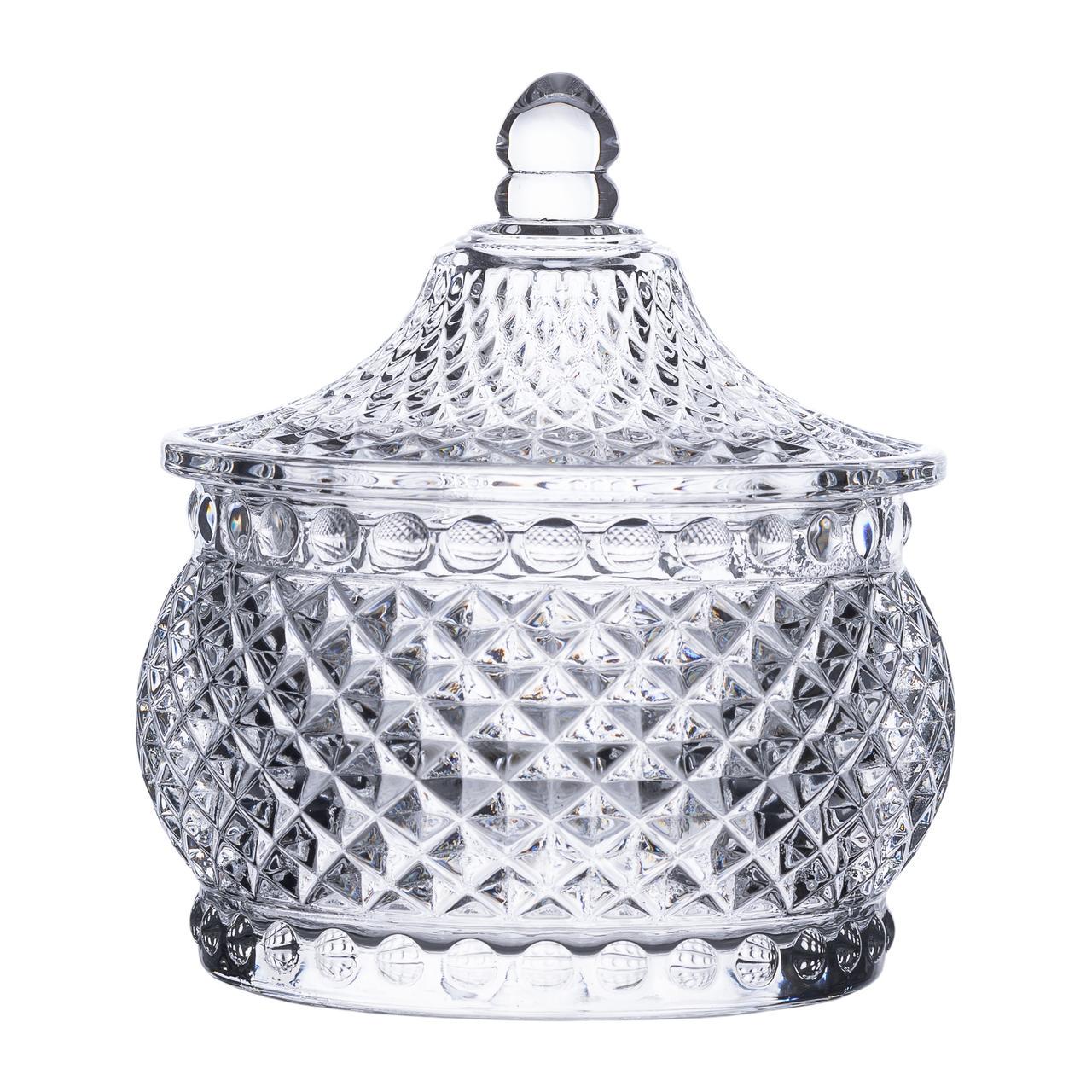 Сахарница стеклянная Glass Jay с крышкой в ​​восточном стиле алмазы Прозрачный