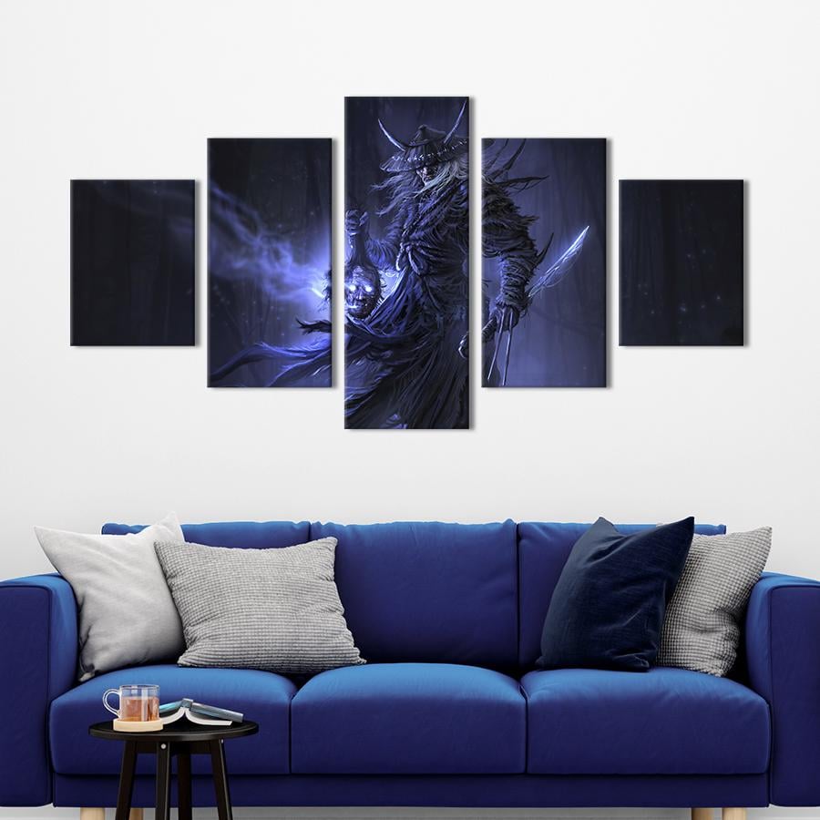 Модульная картина из 5 частей Мистический самурай с головой демона 162x80 см (673-52)