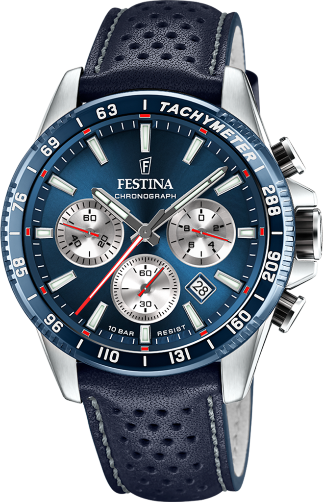Наручные часы мужские Festina F20561/2 Timeless Chronograph со стальным корпусом WR 100 м и синим циферблатом
