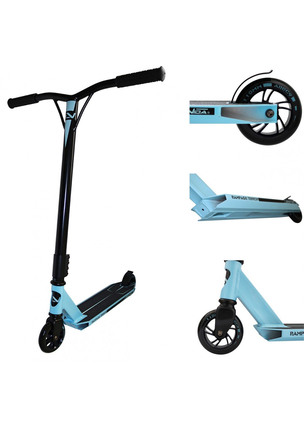 Самокат трюковой SportVida Stunt Rampage Terror Черно-голубой