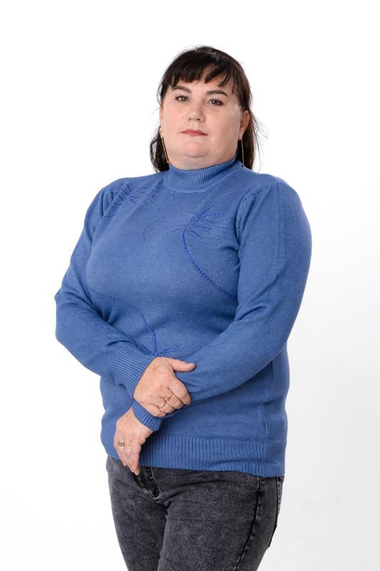 Джемпер утеплений жіночий однотонний з візерунком Носи Своє р. 54/56 Синій (18116) - фото 2 Джемпер утеплений жіночий однотонний з візерунком Носи Своє р. 54/56 Синій (18116) - фото 2