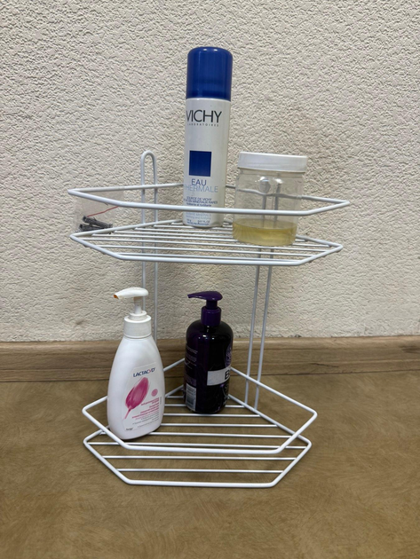 Полка угловая MOBILITY 2-х ярусная для ванной комнаты 32,5х19,5х19,5 см Белый (29293733) - фото 2