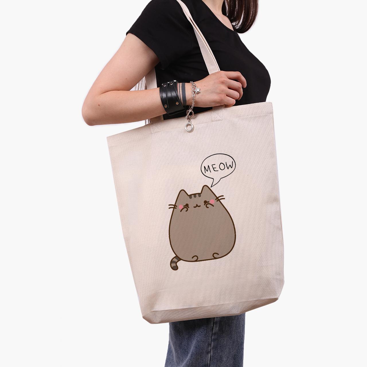 Эко сумка шоппер Pusheen Cat 41x39x8 см Бежевый (9227-2853-WTD)