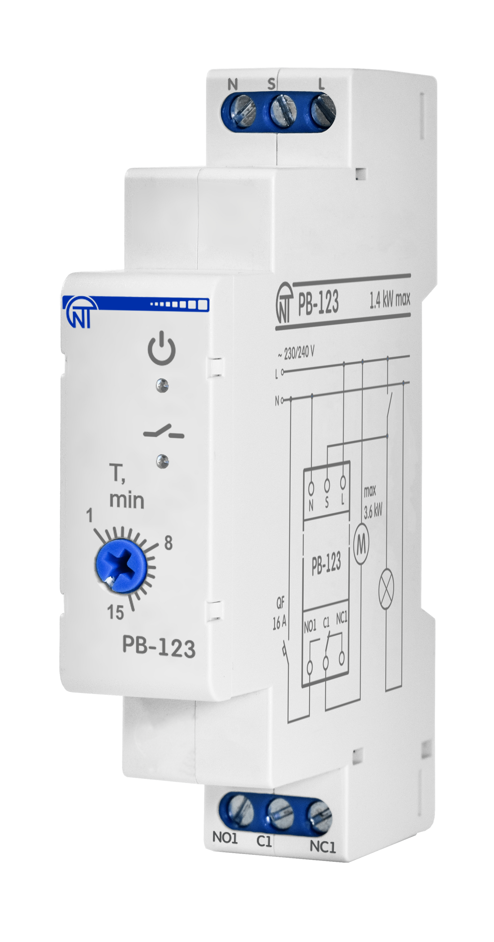Реле времени Новатек Электро РВ-123 16A 240В 1-15мин задержка на выключение (NTRV12300)