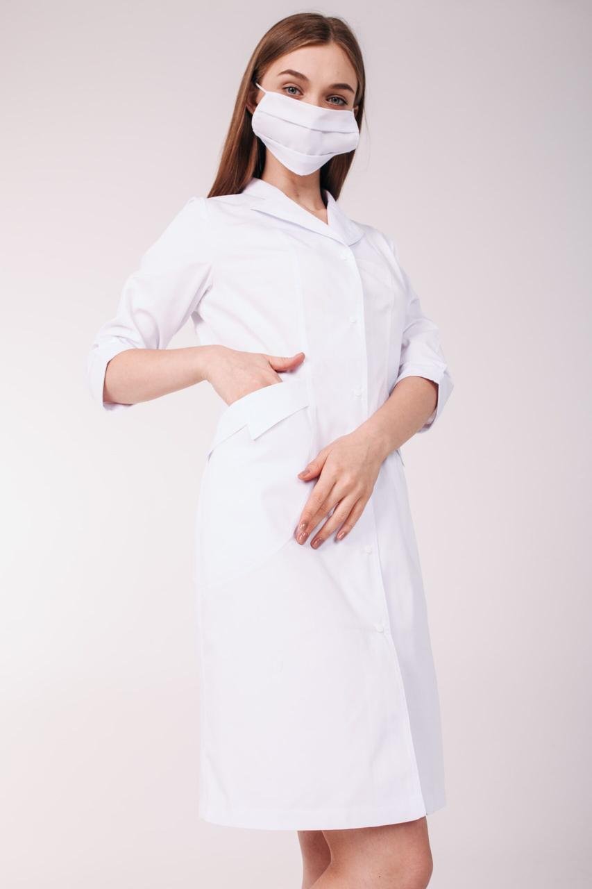 Халат женский хлопковый TopLine Аризона рукав 3/4 р. 58 Белый (11934-01-(58)) - фото 2