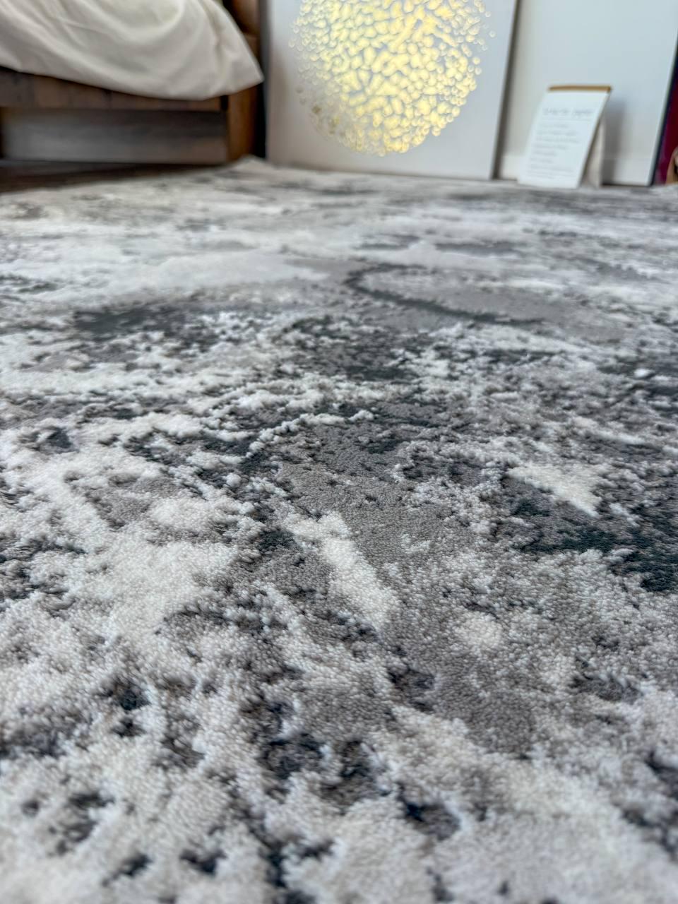 Килим сучасний з абстрактним візерунком 120x180 см Сірий - фото 2
