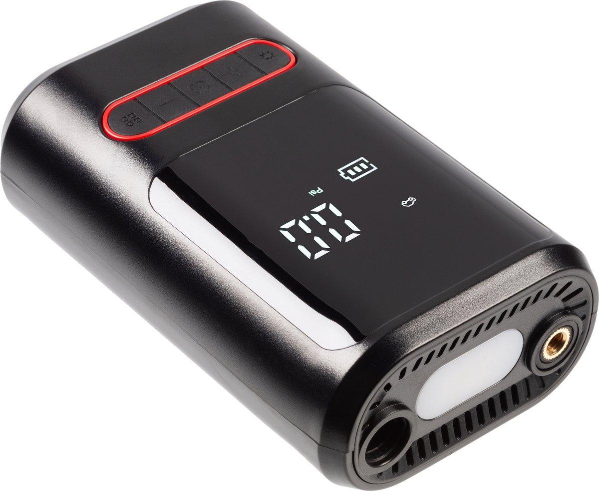 Компресор автомобільний акумуляторний Car Air Pump 3в1 бездротовий портативний з ліхтариком і функцією Power Bank Чорний (CX-329-Black)