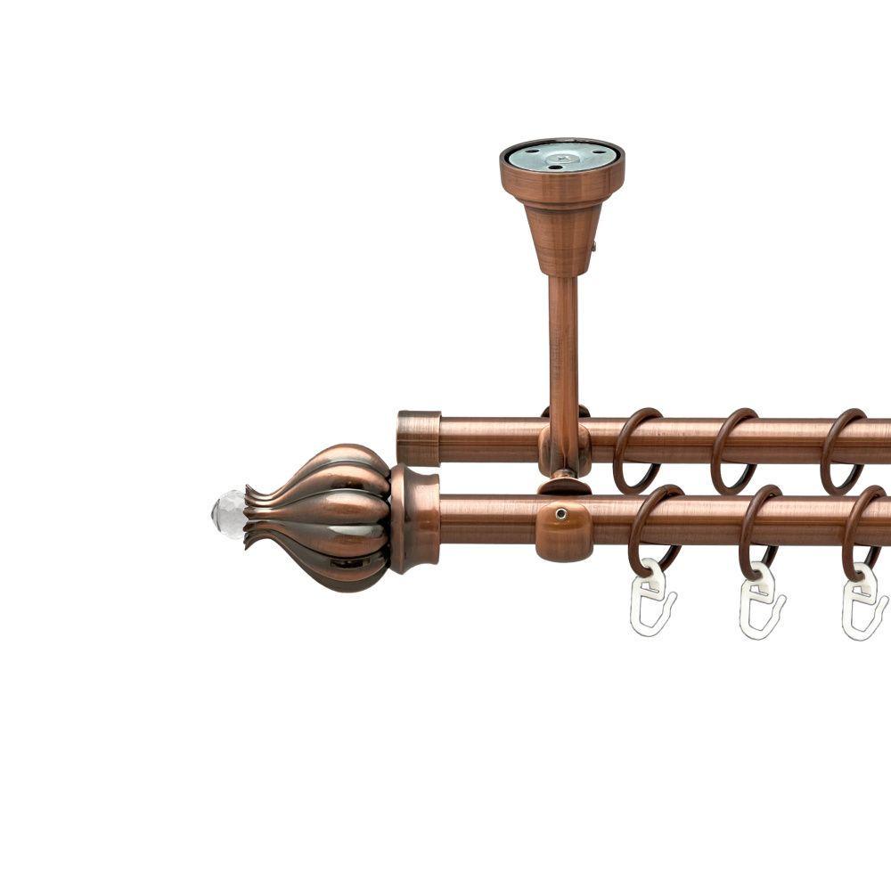 Карниз Orvit Таджа-Кристалл двухрядный гладкий 300 см Античная медь (00-00020272)