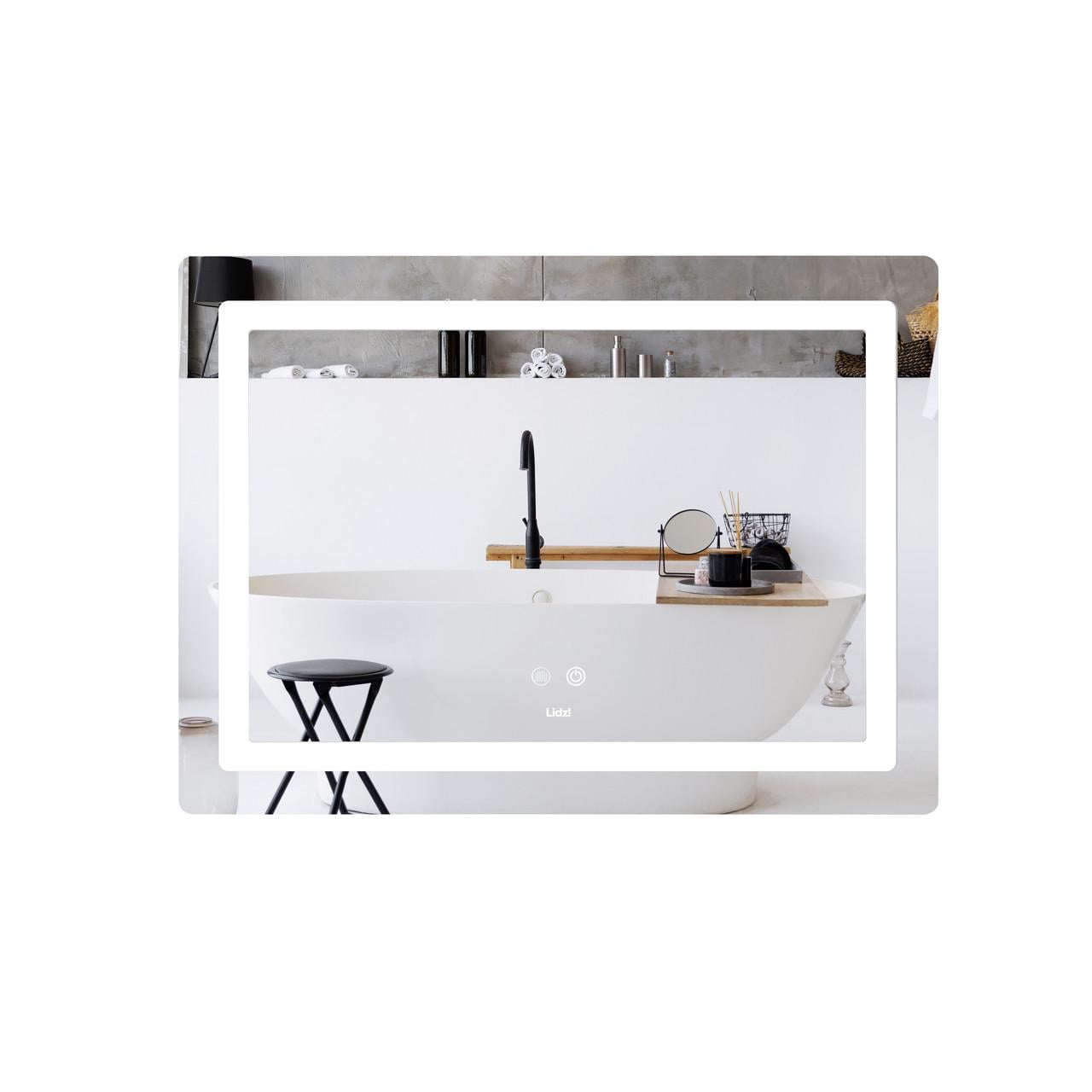 Зеркало Lidz Kubis KU2 с LED-подсветкой Touch с антизапотеванием/димером 700х500 мм (LD78LF90448486)