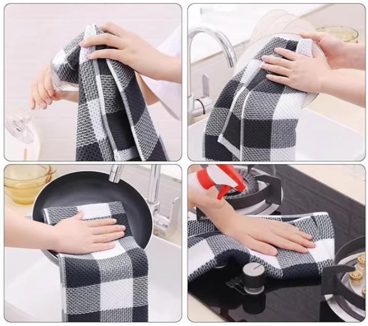 Набор кухонных полотенец Premium Soft 4в1 100% хлопок 74х34 см Бело-серый (NKR4in1Gray) - фото 3 Набор кухонных полотенец Premium Soft 4в1 100% хлопок 74х34 см Бело-серый (NKR4in1Gray) - фото 3