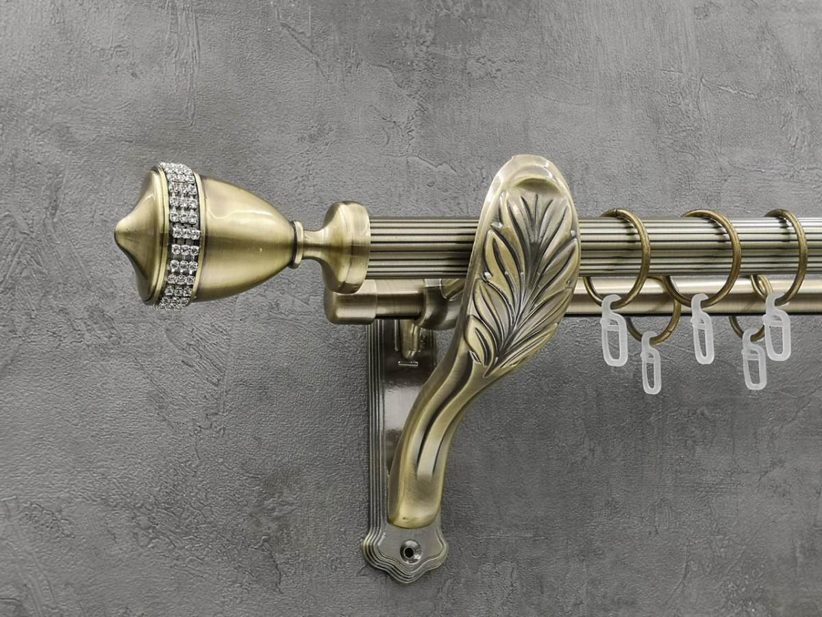 Карниз Quadrum Этерния рифленая штанга двойной ретро 25/19 мм 160 см Антик (262049976)