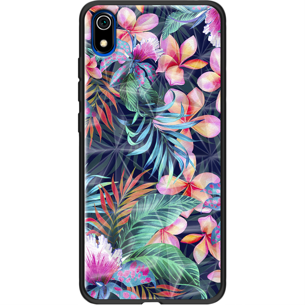Чехол Boxface Xiaomi Redmi 7A flowers in the tropics Черный силикон с призмой (37400-up1971-37869)