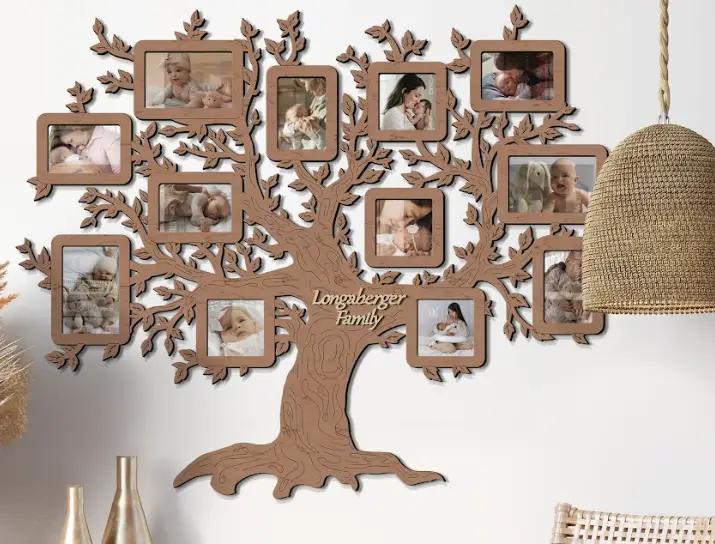 Фотоколлаж настенный Семейное дерево ручной работы на 12 фото Коричневый (tree_many_leaves_l-1) - фото 1