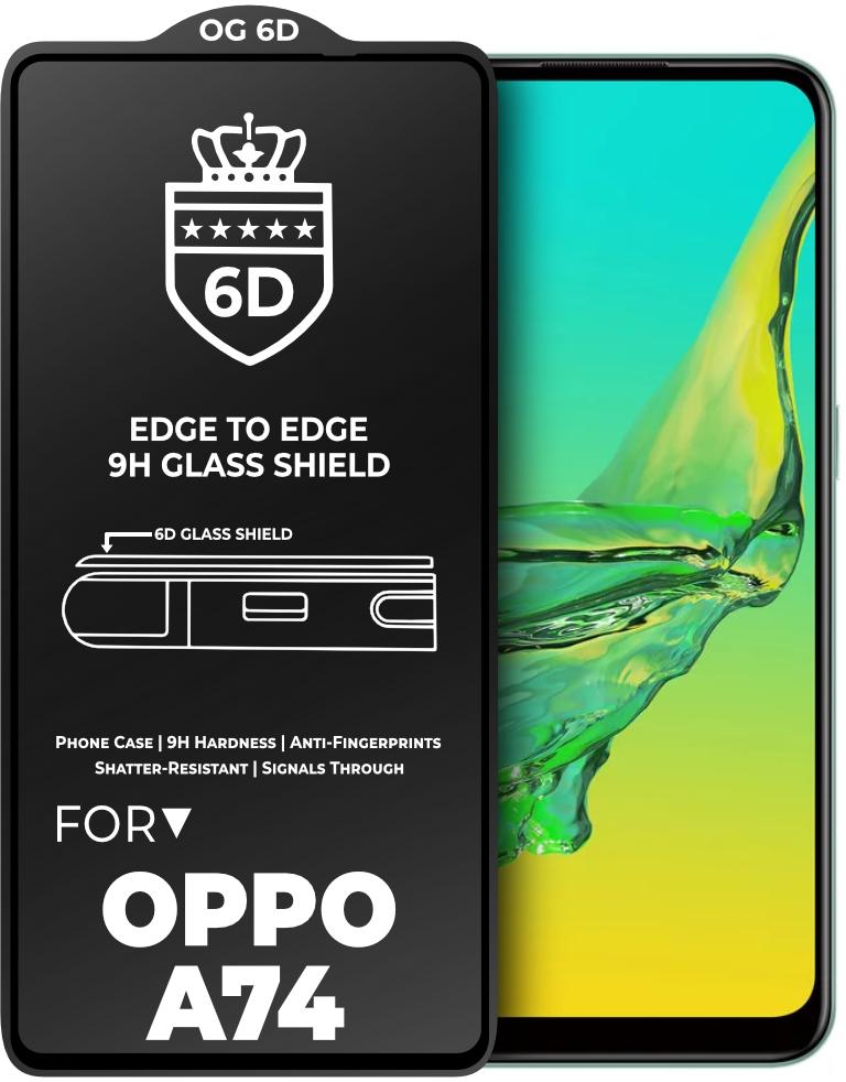 Защитное стекло 6D OG Crown OPPO A74 Black (23780)