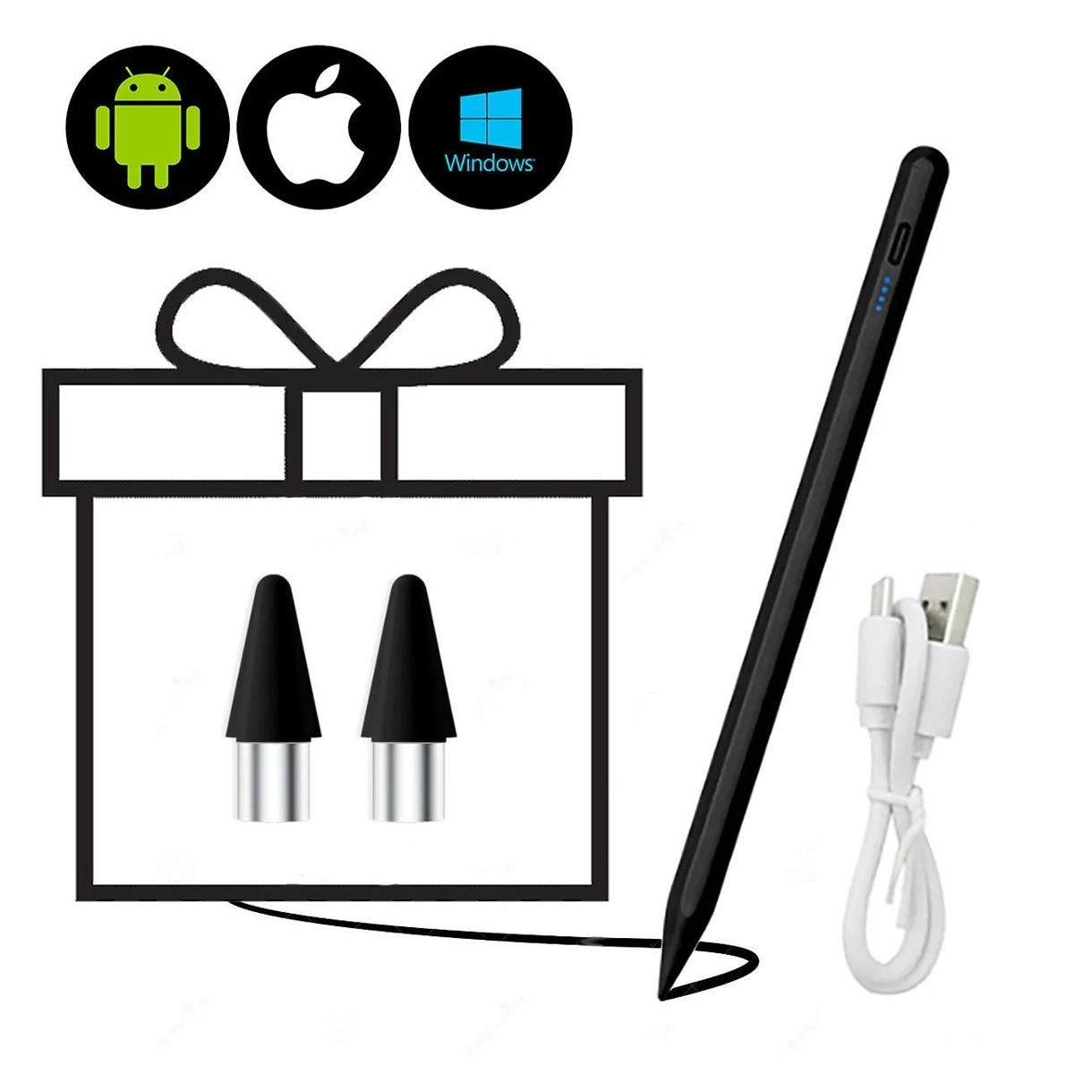 Стилус для планшета/мобильного телефона iOS/Android/Windows/2 наконечника Черный (180951) - фото 2