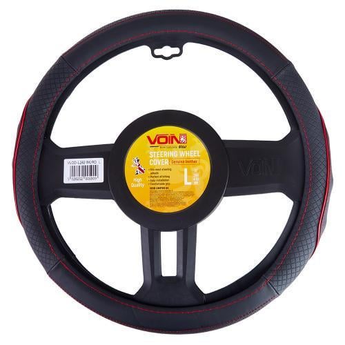 Чехол для руля VLOD-L282 BK RD L БО перфорированная кожа Черно-красный (2437348935)