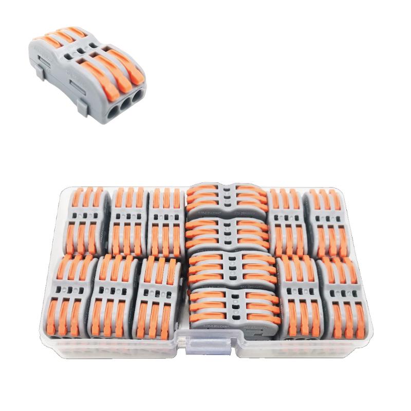 Набор клемм Tactix 0,08-4 мм2 32А 3х1-3х1 проходная наборная 39,5х19х14,5 мм 28 шт. Оранжевый (P423-28box)