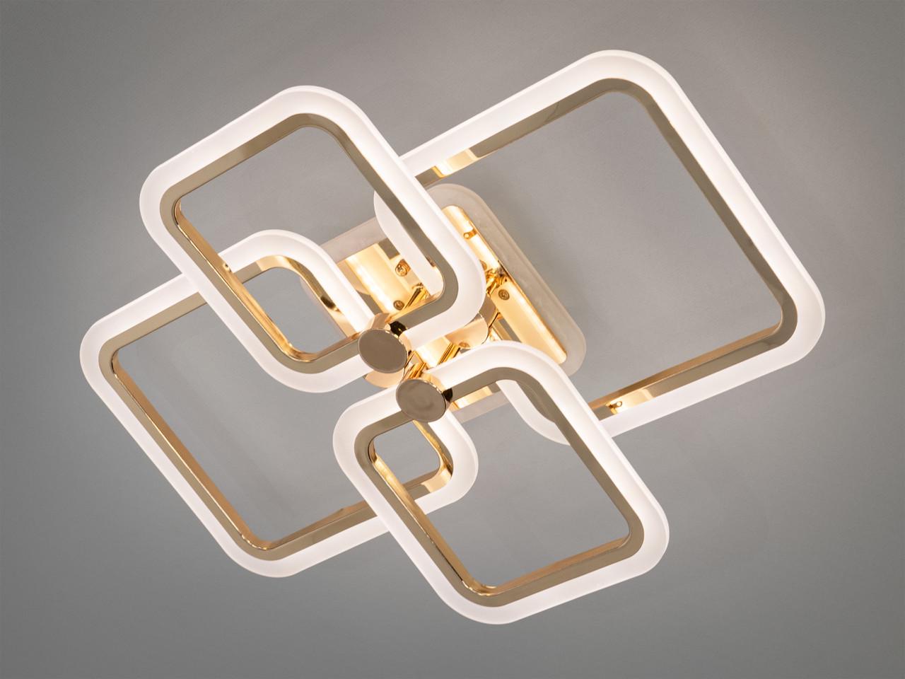 Люстра світлодіодна Diasha A8208/4G димер пульт для вітальні 70 Вт Золотий (2701217556)