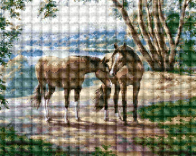 Мозаика алмазная/вышивка Пара лошадей 40x50 см (AMO7335)