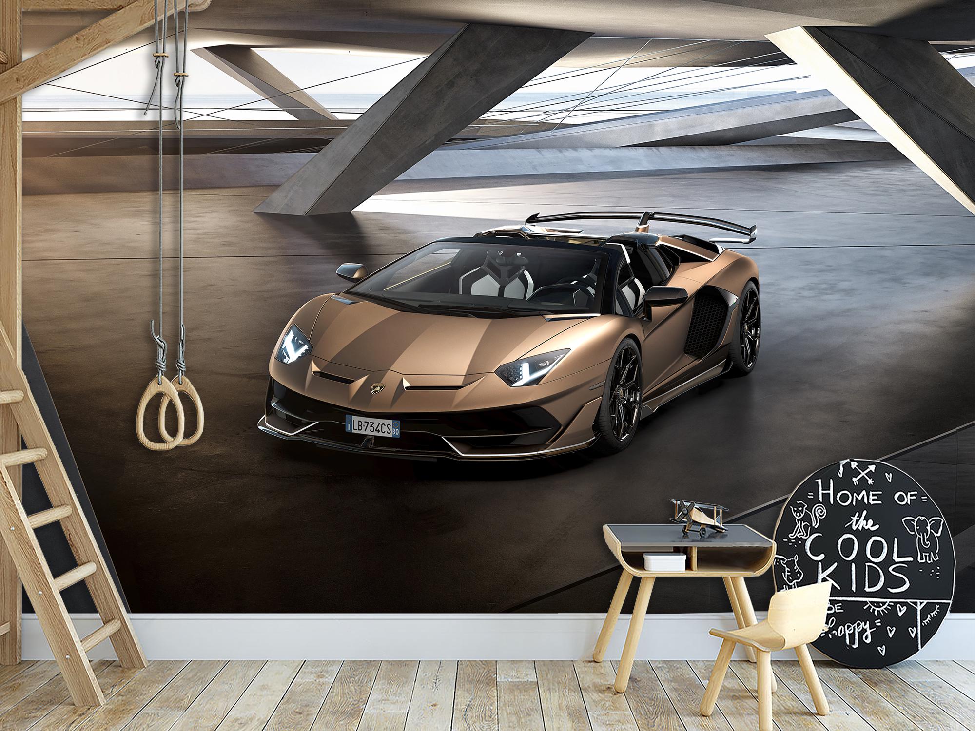 Фотообои флизелиновые 3д Lamborghini Aventador Gold 153х230 см (S5CAR-018/3)
