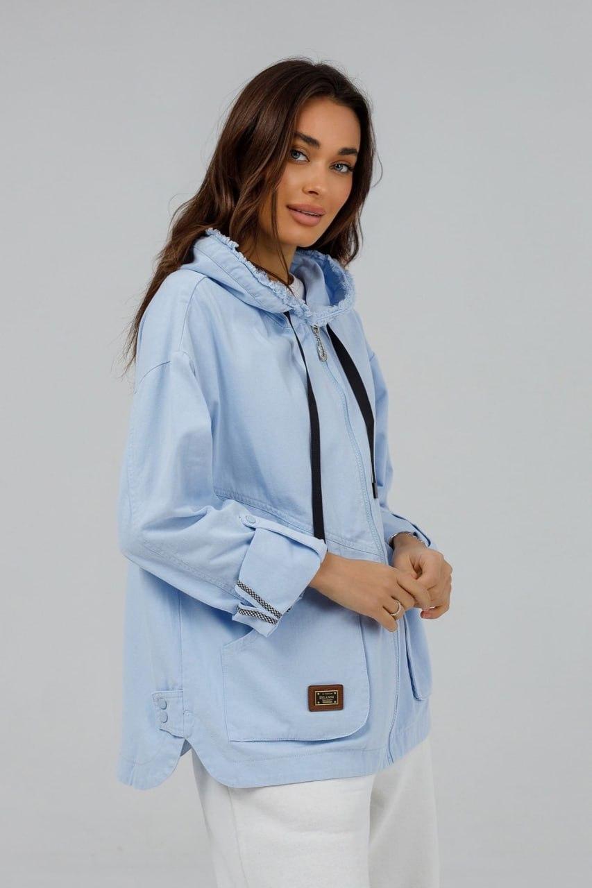 Куртка-толстовка джинсовая женская 5XL Голубой (0711b/5XL) - фото 3 Куртка-толстовка джинсовая женская 5XL Голубой (0711b/5XL) - фото 3