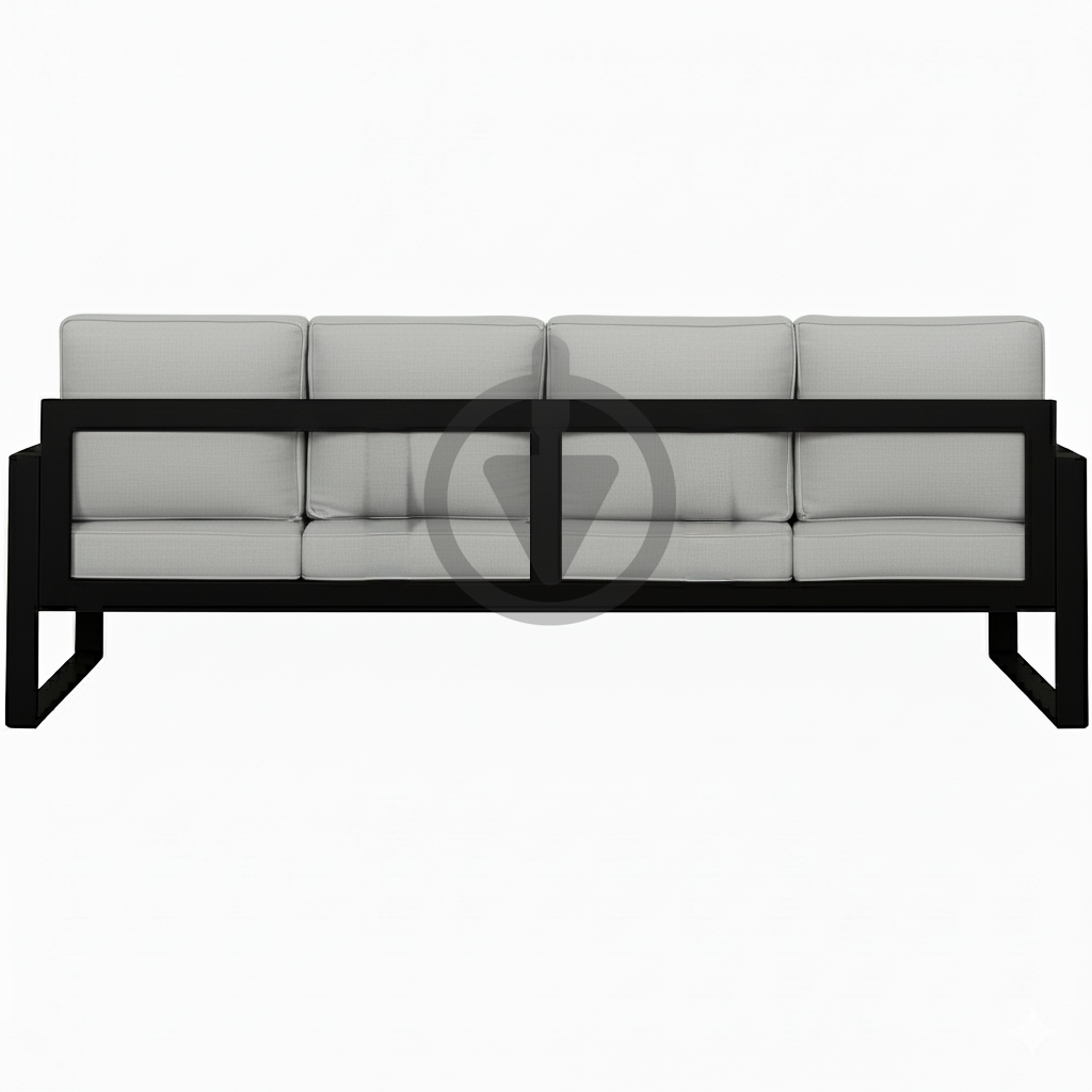 Диван металлический AVVS Бостон лофт с подлокотниками рогожка 250 см Светло-серый - фото 3