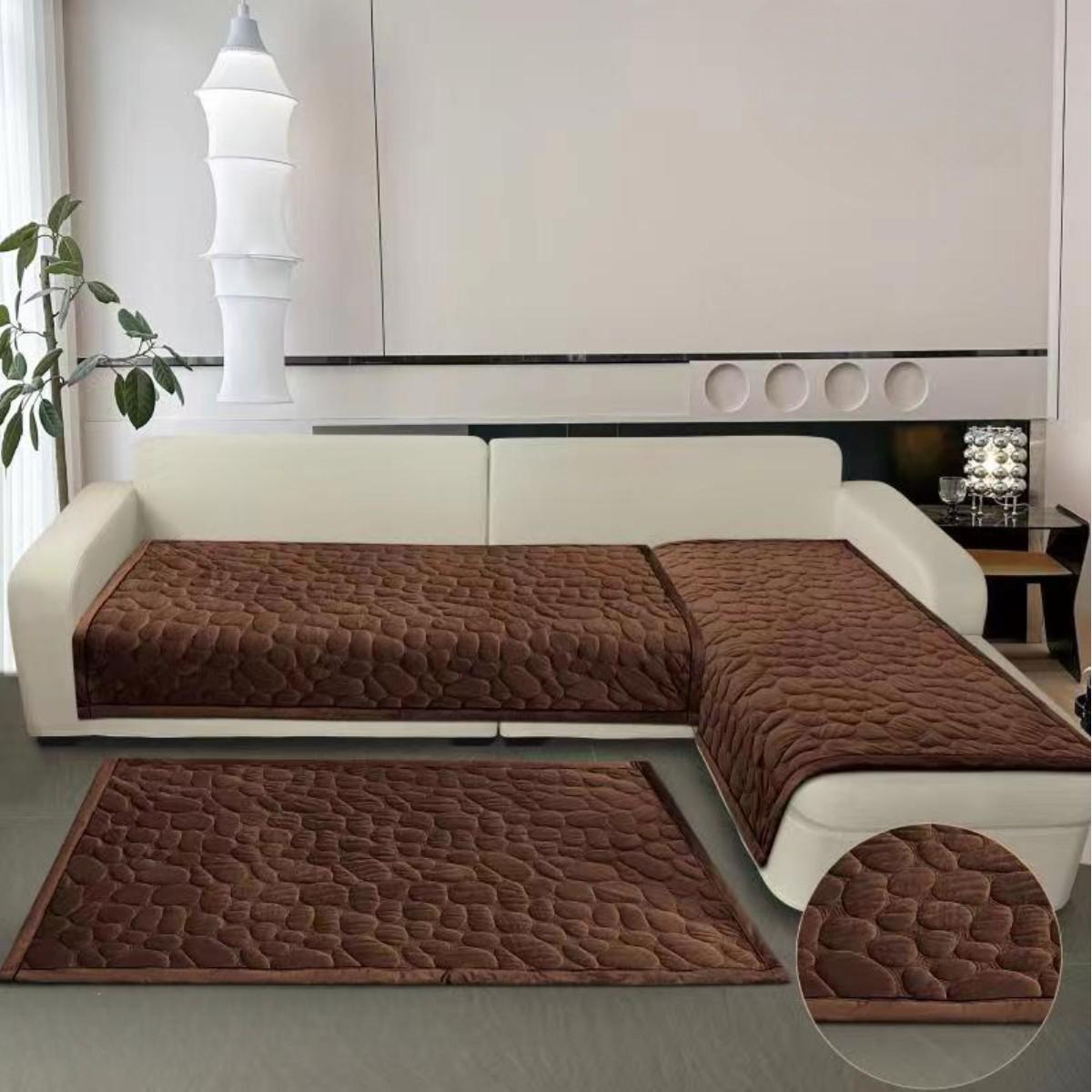 Покривало Koloco на диван/крісло велюр 3 шт. Темно-коричневий (39416) - фото 2 Покривало Koloco на диван/крісло велюр 3 шт. Темно-коричневий (39416) - фото 2