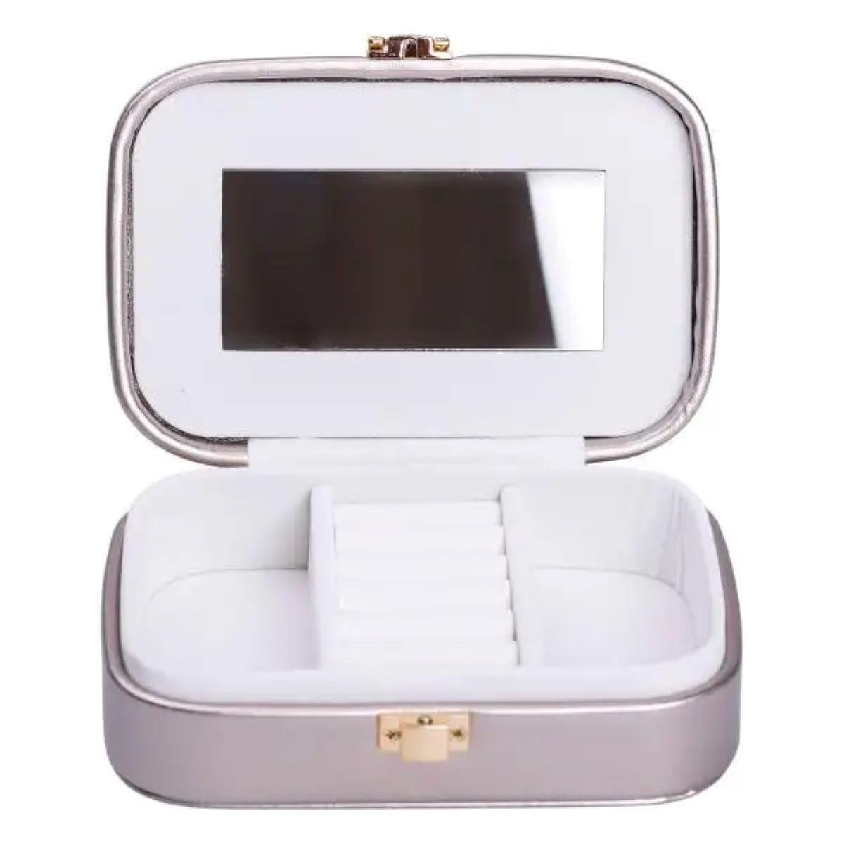 Шкатулка для украшений из экокожи с зеркалом HP-5-33G 15х10х5 см (A-033891)