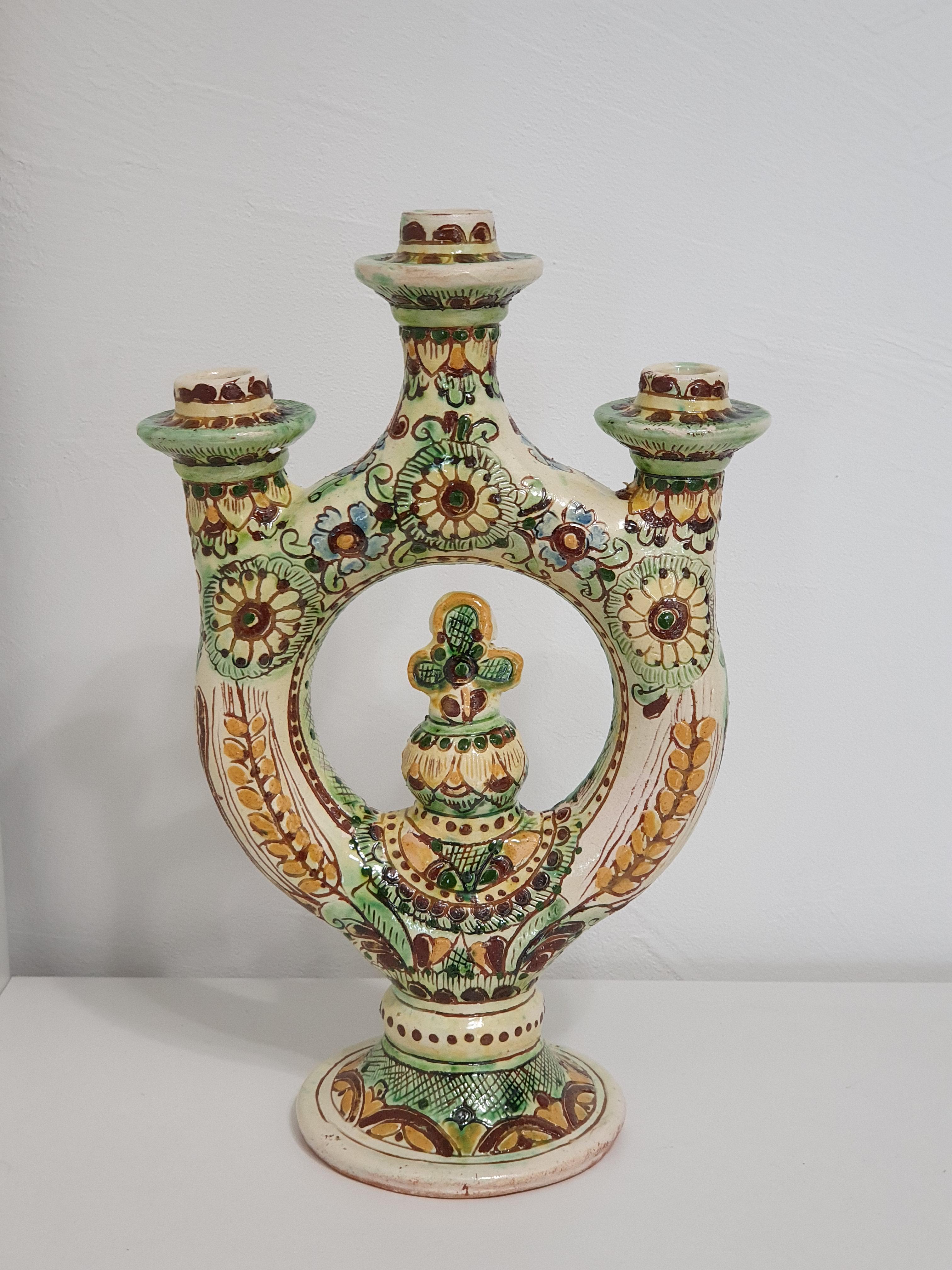 Подсвечник на 3 свечи Косовская керамика 17х32 см (1345)