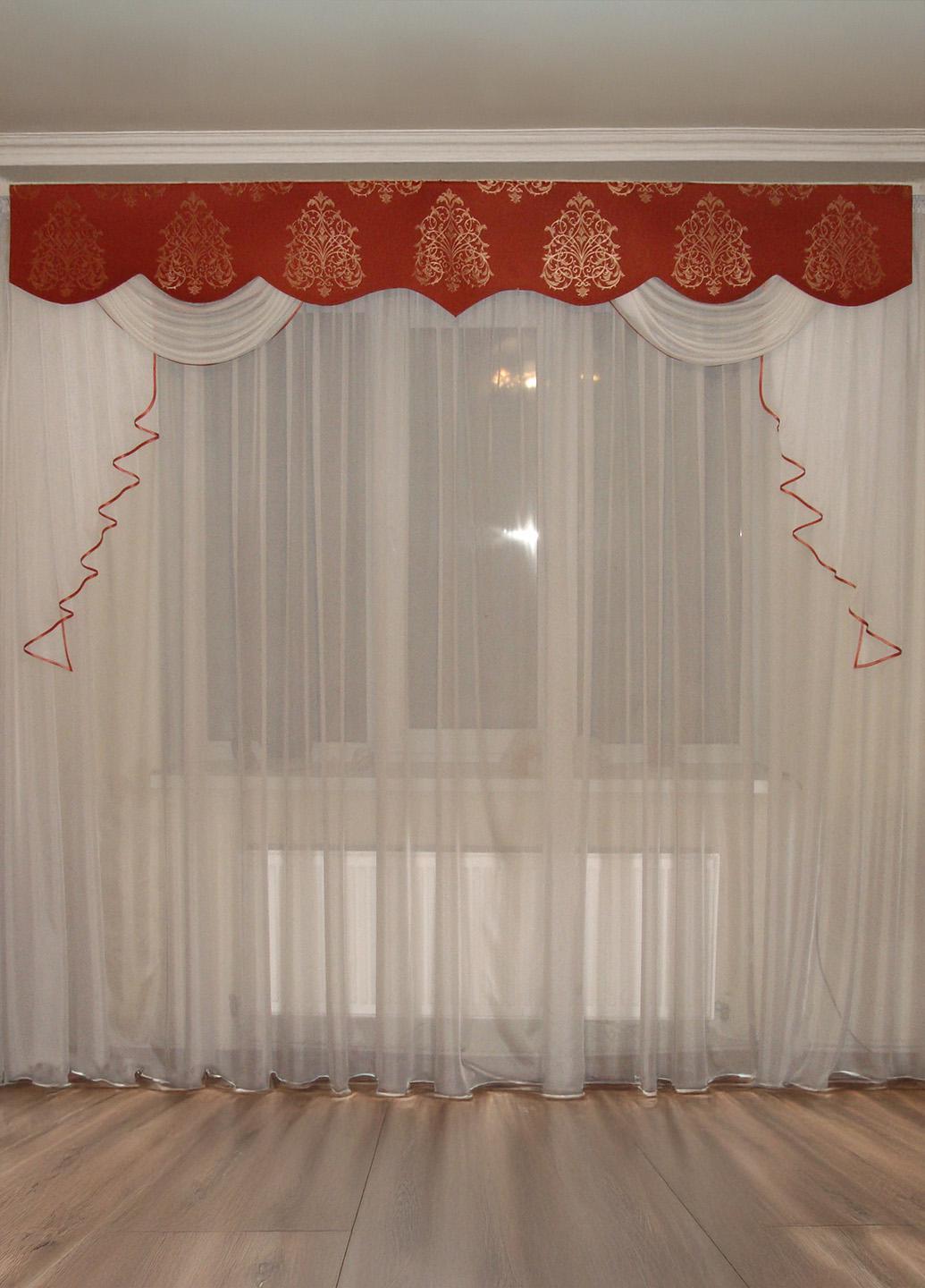 Ламбрекен жесткий Firanka Damask Корона 250 см Теракотовый (140_5ж)