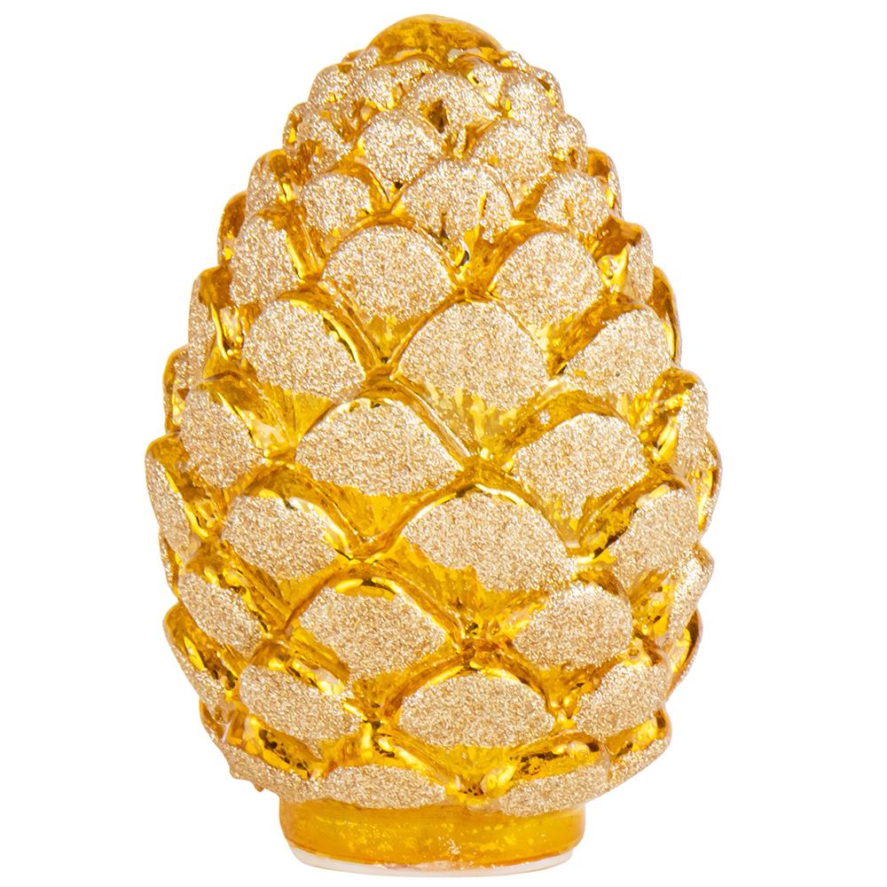 Фигурка для праздничного интерьера Шишка 23 см с подсветкой из стекла Золото (147-81-6017-124) Фигурка для праздничного интерьера Шишка 23 см с подсветкой из стекла Золото (147-81-6017-124)