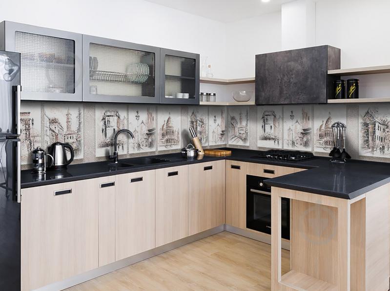 Наклейка виниловая кухонный фартук Zatarga "Картины старого горда" 650х2500 мм