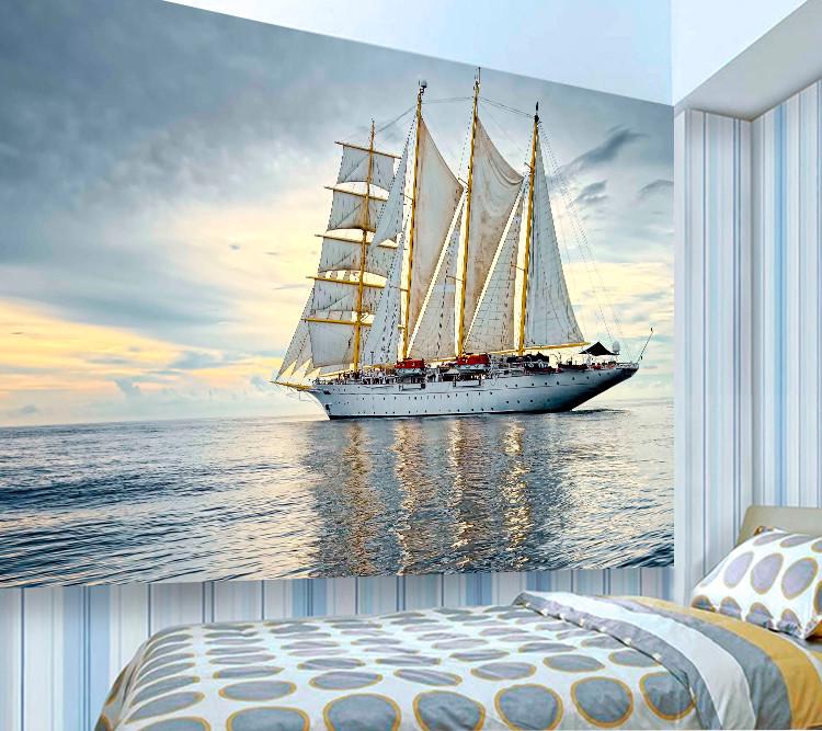 Фотообои флизелиновые для спальни/зала/кухни моющиеся Корабль и море
