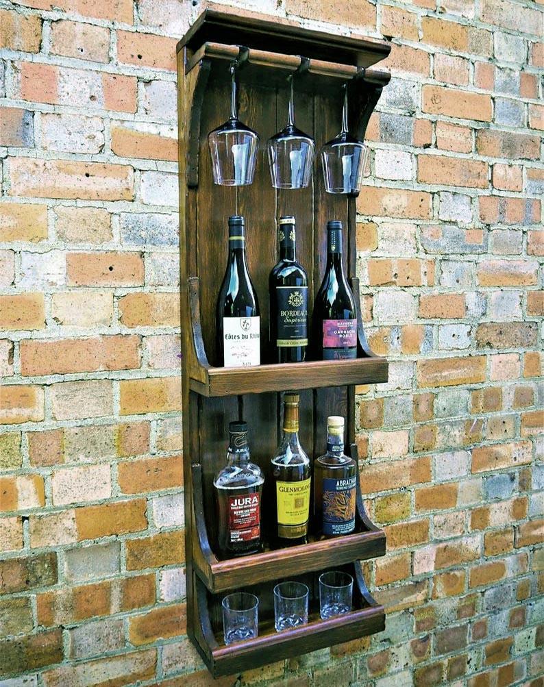 Полка для вина настенная из дерева Атама Капучино (ПНК-003909)